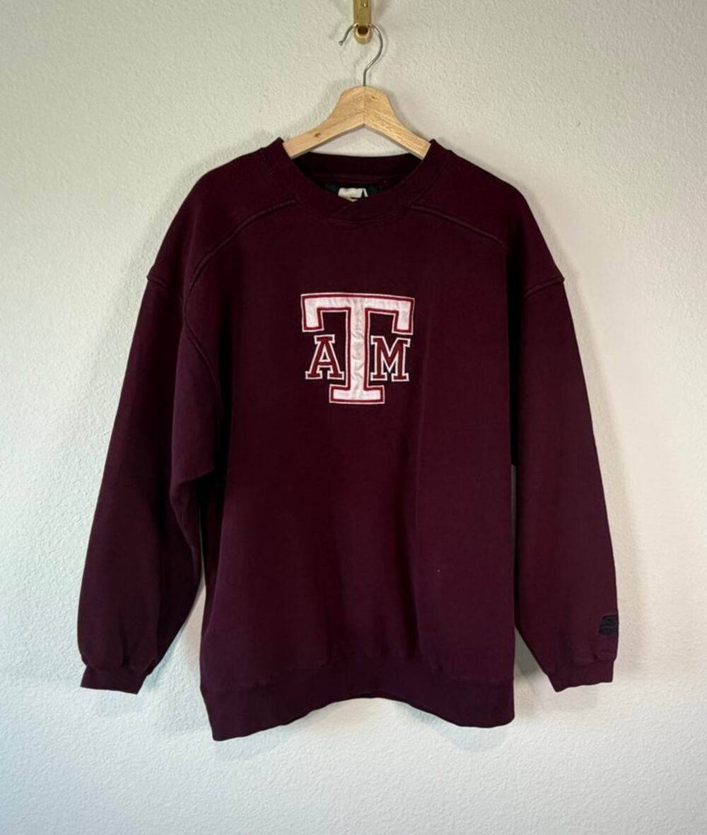Vintage 90s Starter Texas AM Aggies Crewneck Sweatshirt Maroon Mens XL